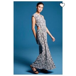 NEW A.L.C. BEALE Snakeskin Print Cut Out‎ Maxi Dress Women 8 REVOLVE Nude